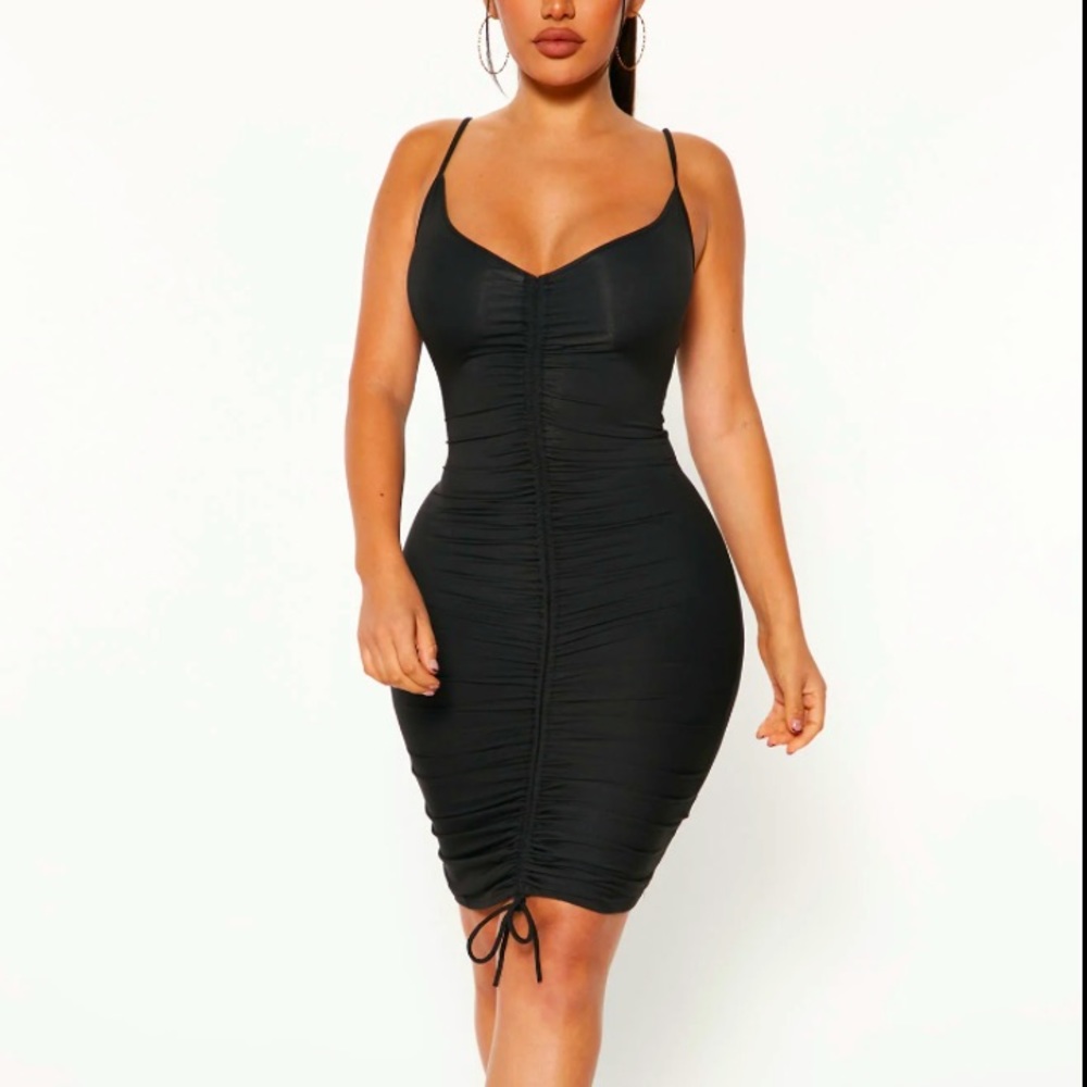 NWT Fashion Nova Black Tank Ruched Mini Dress (XS)